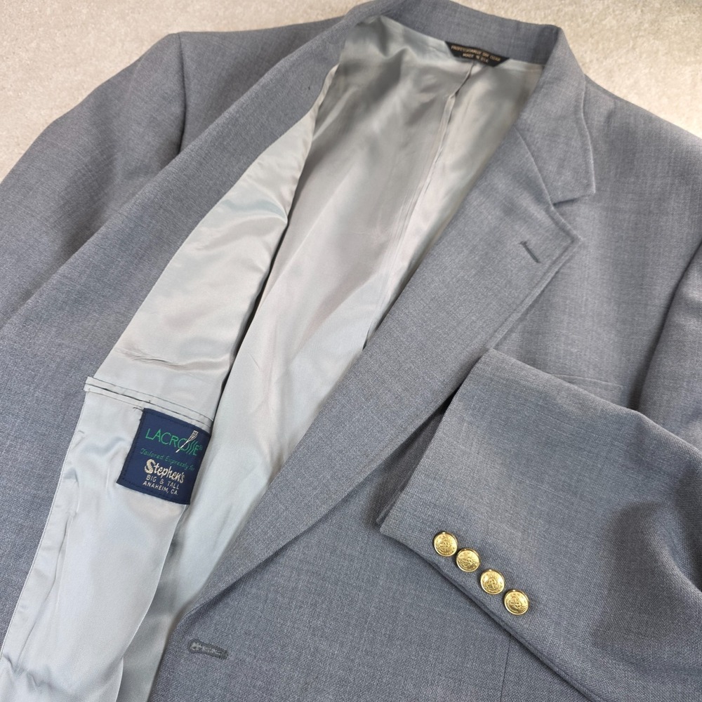 Lacrosse Tailored Expressly For Stephen's Blazer Mens 48L Gray Pockets USA Made